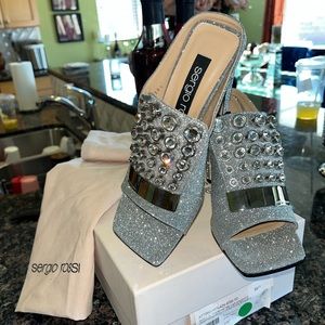 Sergio Rossi Shiny Glitter + Pierre Var Argentino (Crystal Slide)